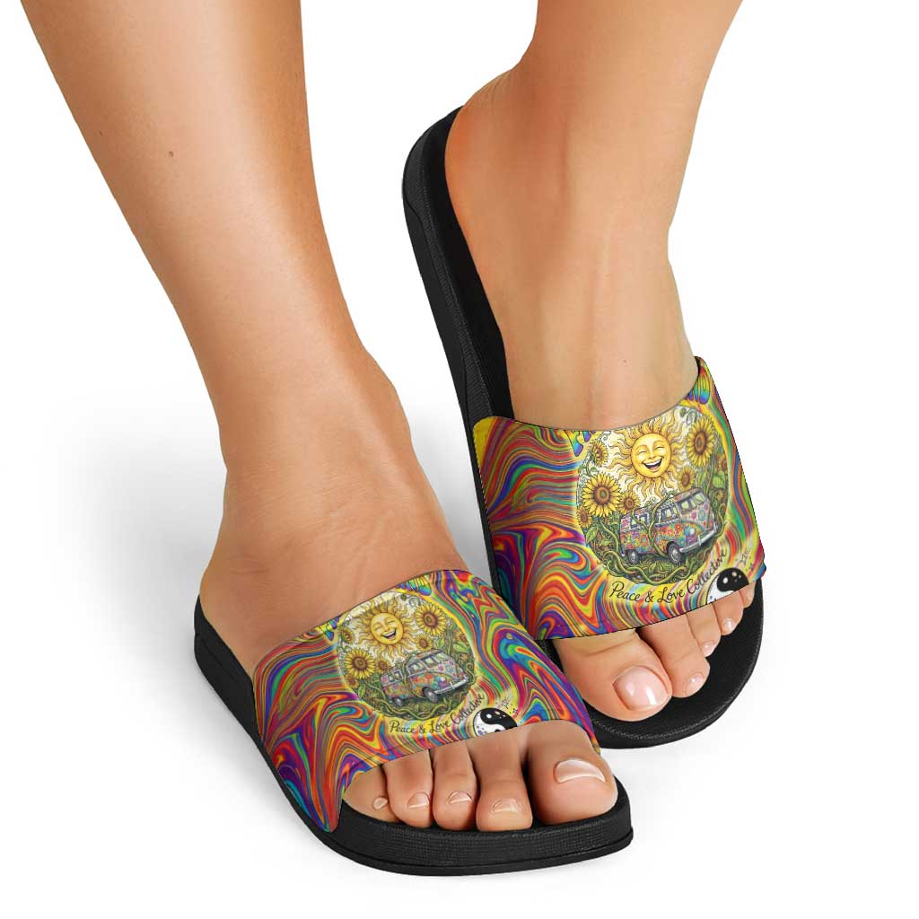 Free Your Mind Peace Love Collective Slide Sandals Psychedelic Hippie Vibes