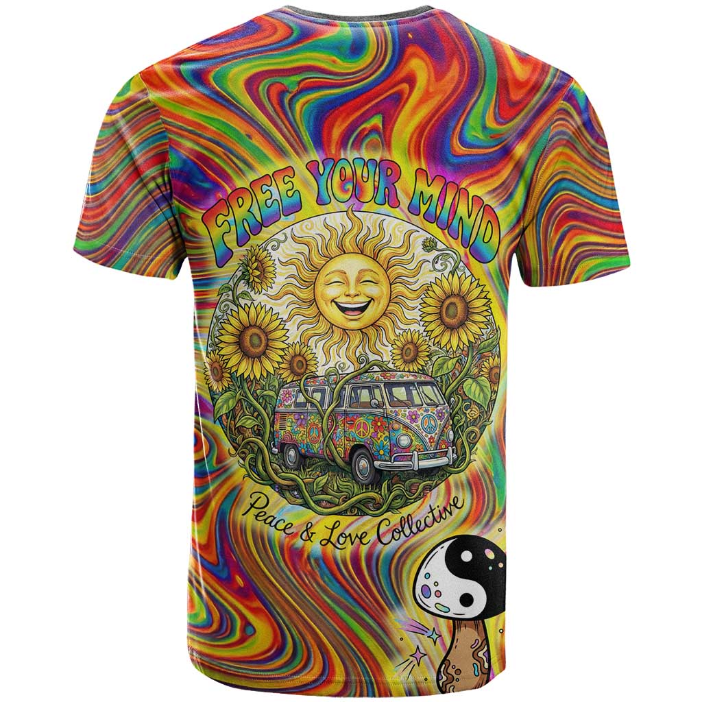 Free Your Mind Peace Love Collective T Shirt Psychedelic Hippie Vibes