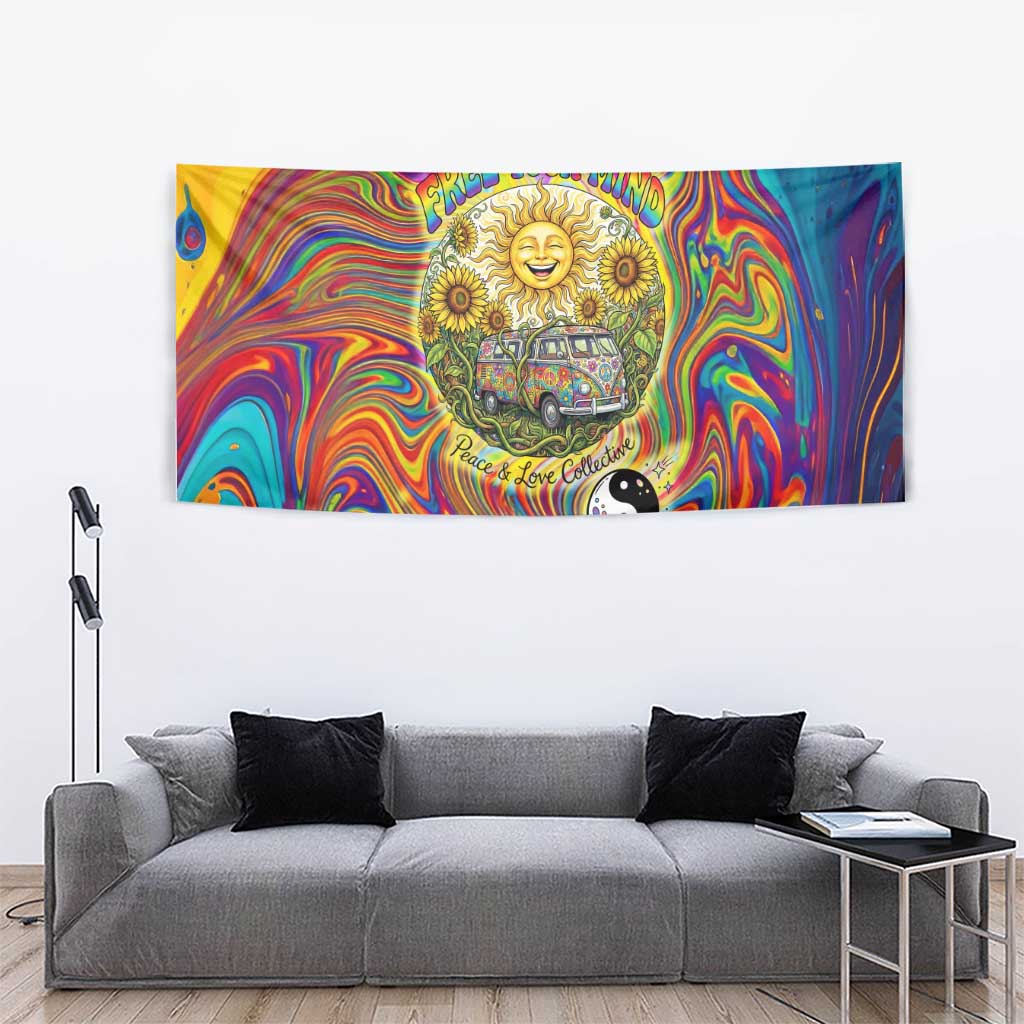 Free Your Mind Peace Love Collective Tapestry Psychedelic Hippie Vibes