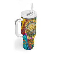 Free Your Mind Peace Love Collective Tumbler With Handle Psychedelic Hippie Vibes
