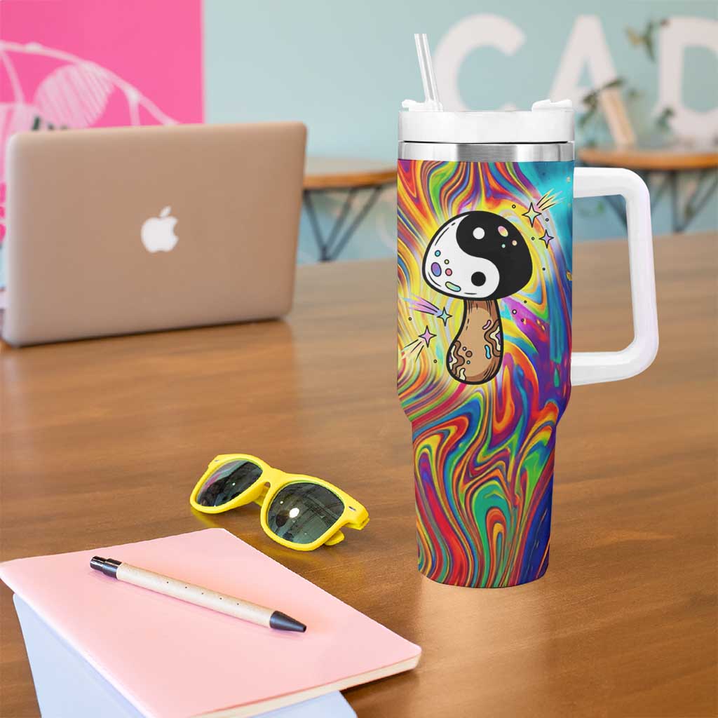 Free Your Mind Peace Love Collective Tumbler With Handle Psychedelic Hippie Vibes