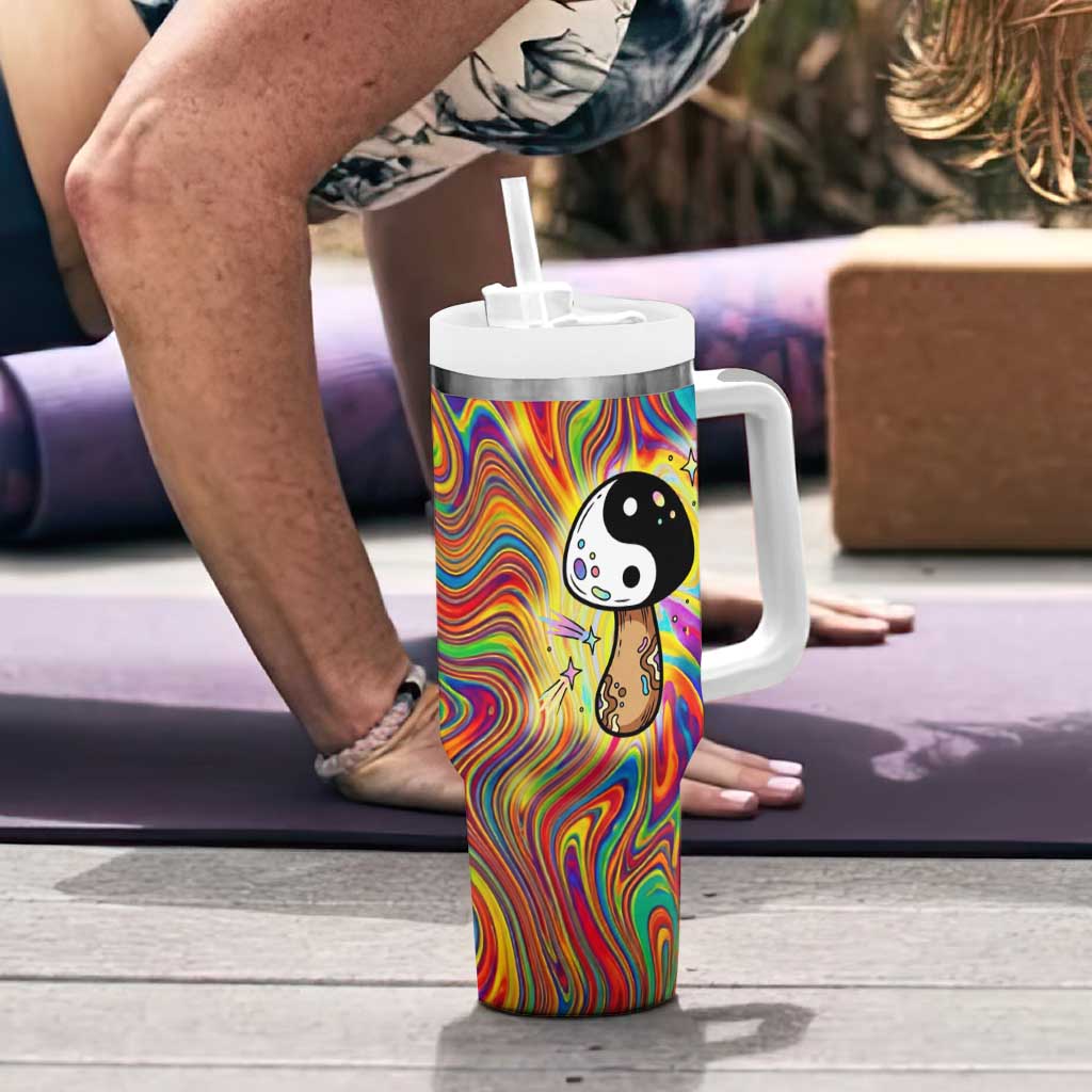 Free Your Mind Peace Love Collective Tumbler With Handle Psychedelic Hippie Vibes