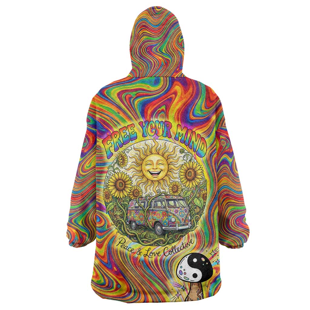 Free Your Mind Peace Love Collective Wearable Blanket Hoodie Psychedelic Hippie Vibes