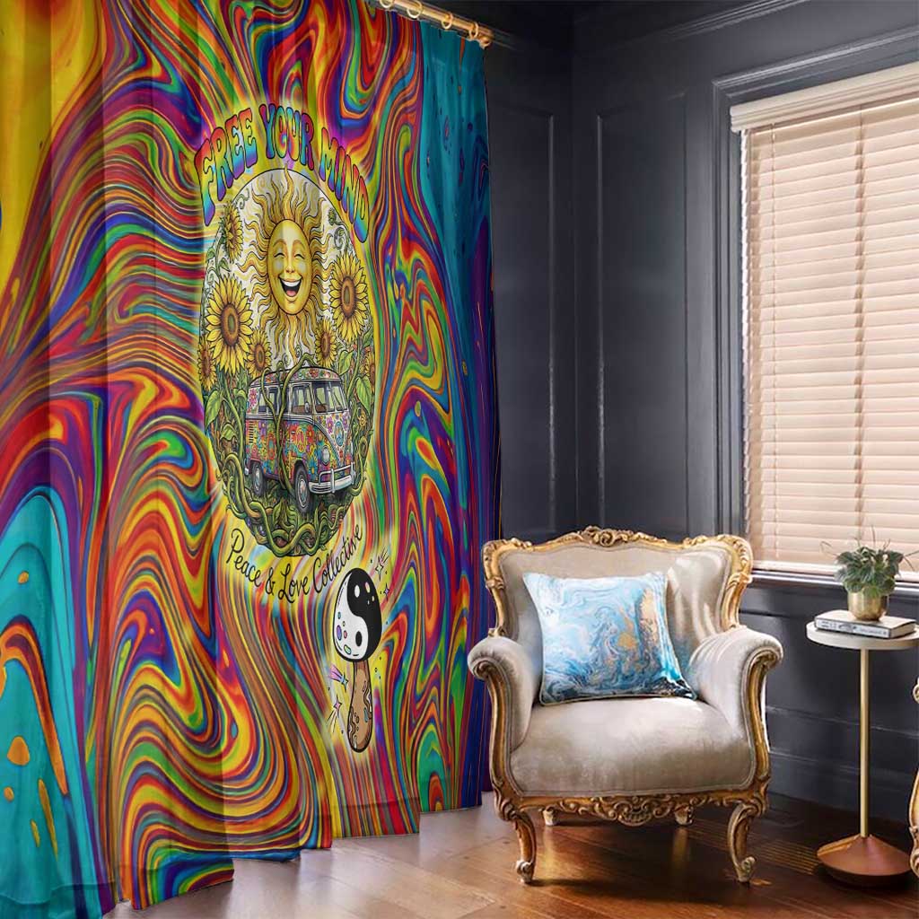 Free Your Mind Peace Love Collective Window Curtain Psychedelic Hippie Vibes