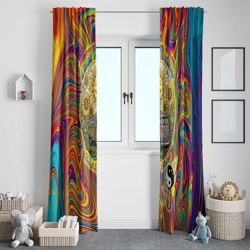 Free Your Mind Peace Love Collective Window Curtain Psychedelic Hippie Vibes