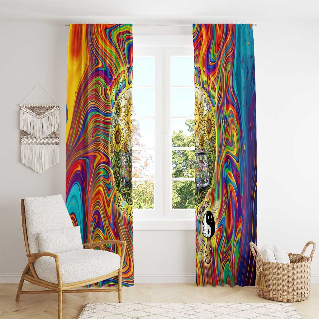 Free Your Mind Peace Love Collective Window Curtain Psychedelic Hippie Vibes