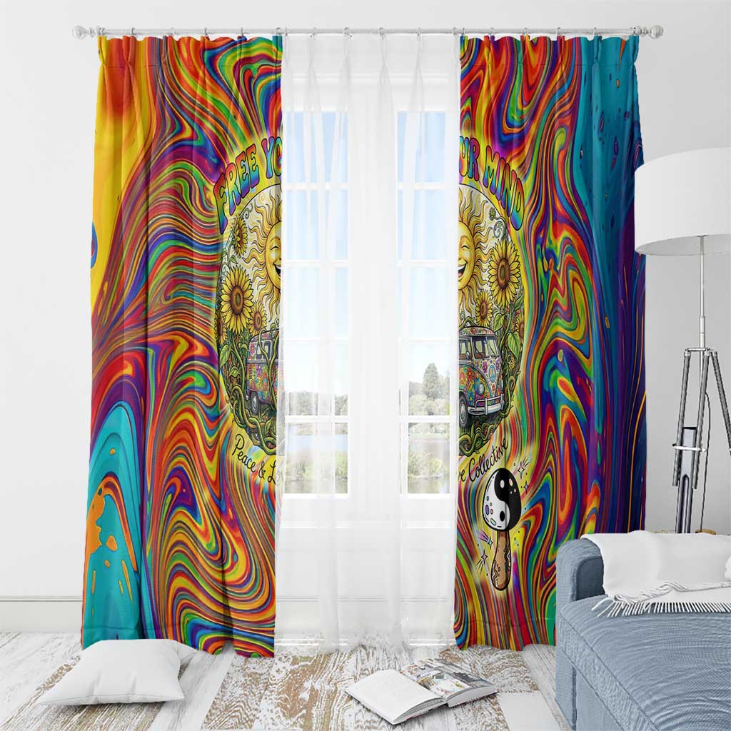 Free Your Mind Peace Love Collective Window Curtain Psychedelic Hippie Vibes