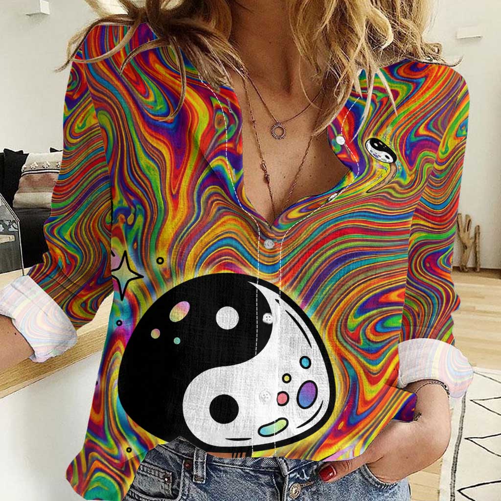 Free Your Mind Peace Love Collective Women Casual Shirt Psychedelic Hippie Vibes