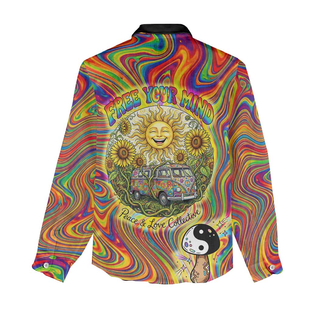 Free Your Mind Peace Love Collective Women Casual Shirt Psychedelic Hippie Vibes