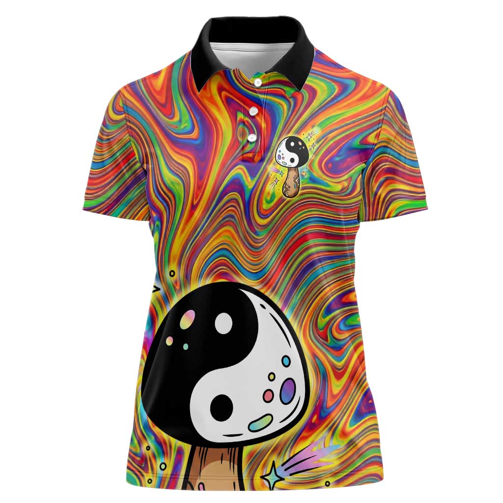 Free Your Mind Peace Love Collective Women Polo Shirt Psychedelic Hippie Vibes