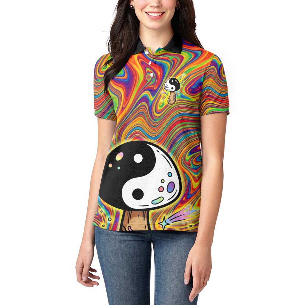 Free Your Mind Peace Love Collective Women Polo Shirt Psychedelic Hippie Vibes