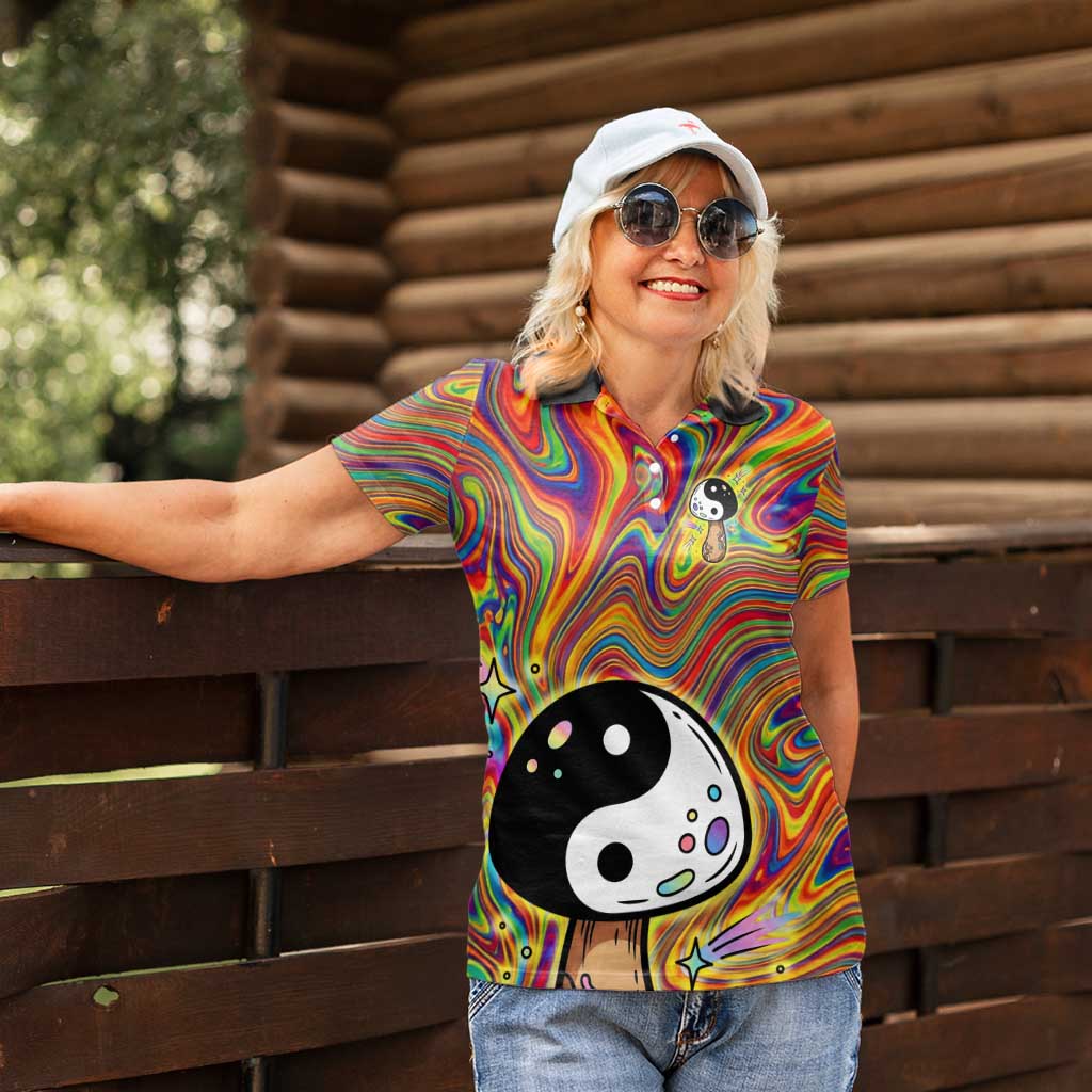 Free Your Mind Peace Love Collective Women Polo Shirt Psychedelic Hippie Vibes