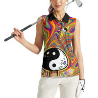 Free Your Mind Peace Love Collective Women Sleeveless Polo Shirt Psychedelic Hippie Vibes