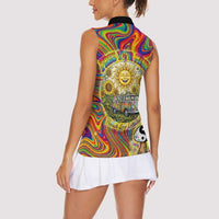 Free Your Mind Peace Love Collective Women Sleeveless Polo Shirt Psychedelic Hippie Vibes