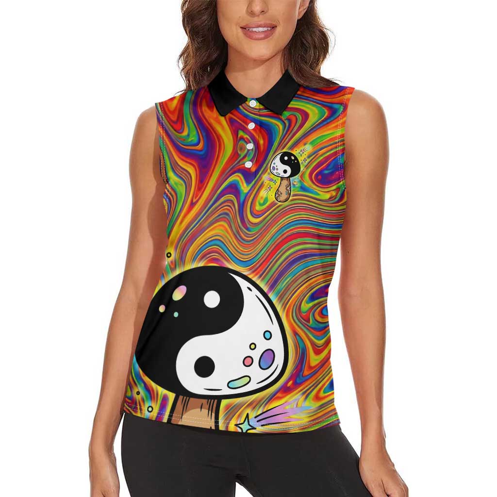 Free Your Mind Peace Love Collective Women Sleeveless Polo Shirt Psychedelic Hippie Vibes