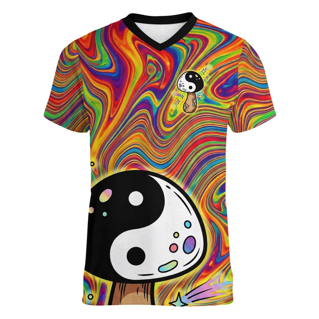 Free Your Mind Peace Love Collective Women V-Neck T-Shirt Psychedelic Hippie Vibes