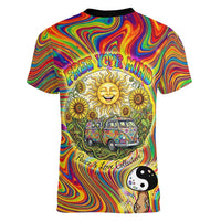 Free Your Mind Peace Love Collective Women V-Neck T-Shirt Psychedelic Hippie Vibes