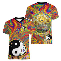 Free Your Mind Peace Love Collective Women V-Neck T-Shirt Psychedelic Hippie Vibes