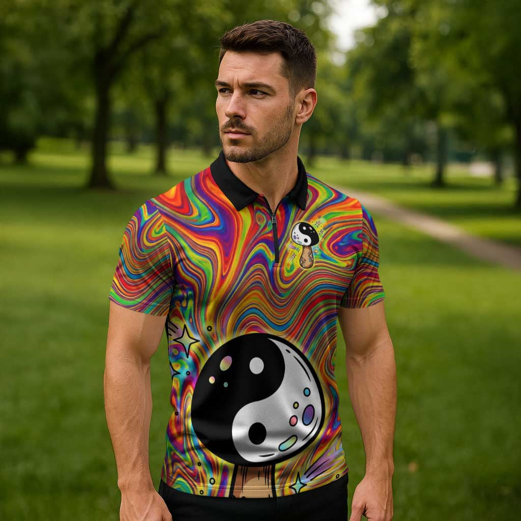 Free Your Mind Peace Love Collective Zipper Polo Shirt Psychedelic Hippie Vibes
