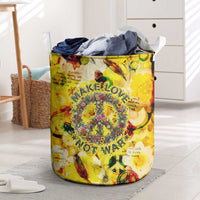 Make Love Not War Laundry Basket Hippie Flower Power Revolution