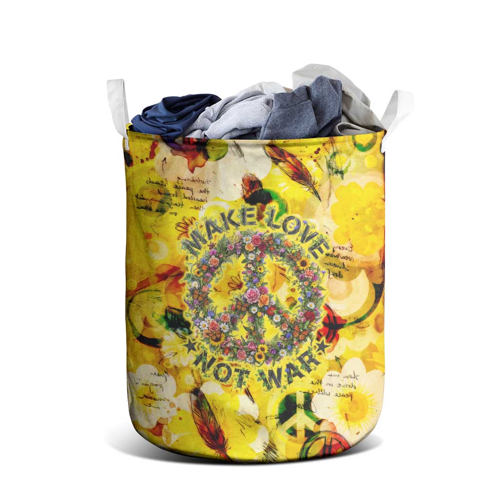 Make Love Not War Laundry Basket Hippie Flower Power Revolution