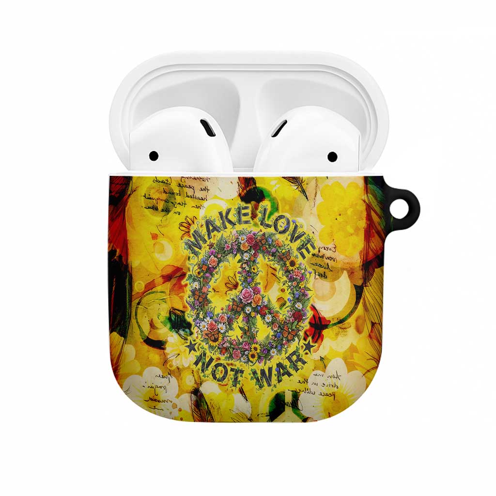 Make Love Not War AirPods Case Hippie Flower Power Revolution