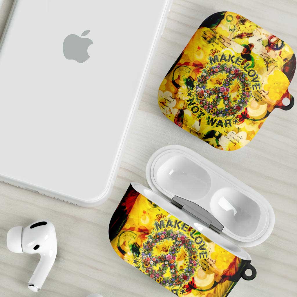 Make Love Not War AirPods Case Hippie Flower Power Revolution
