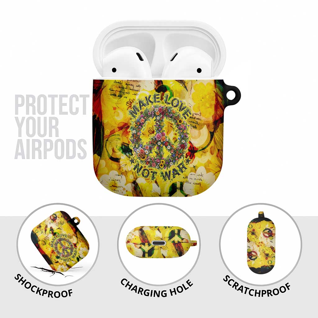 Make Love Not War AirPods Case Hippie Flower Power Revolution