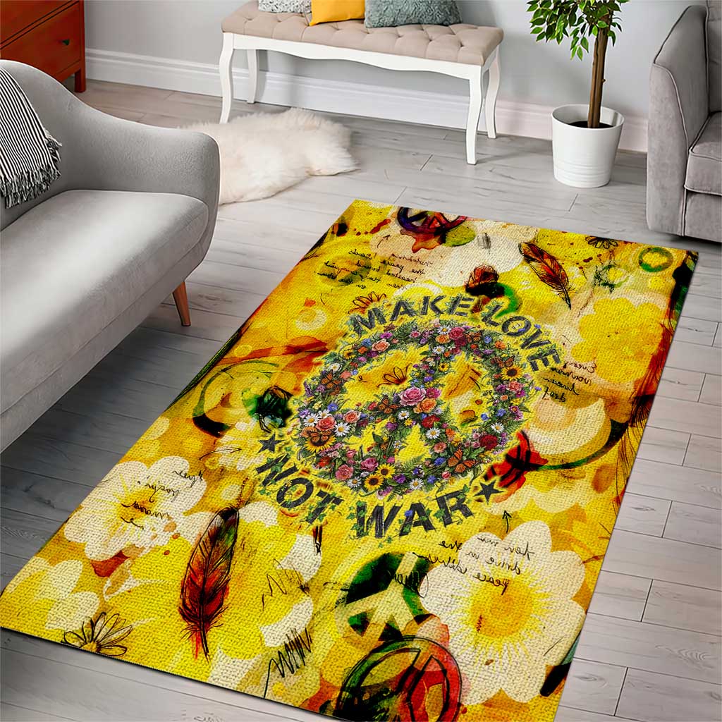 Make Love Not War Area Rug Hippie Flower Power Revolution