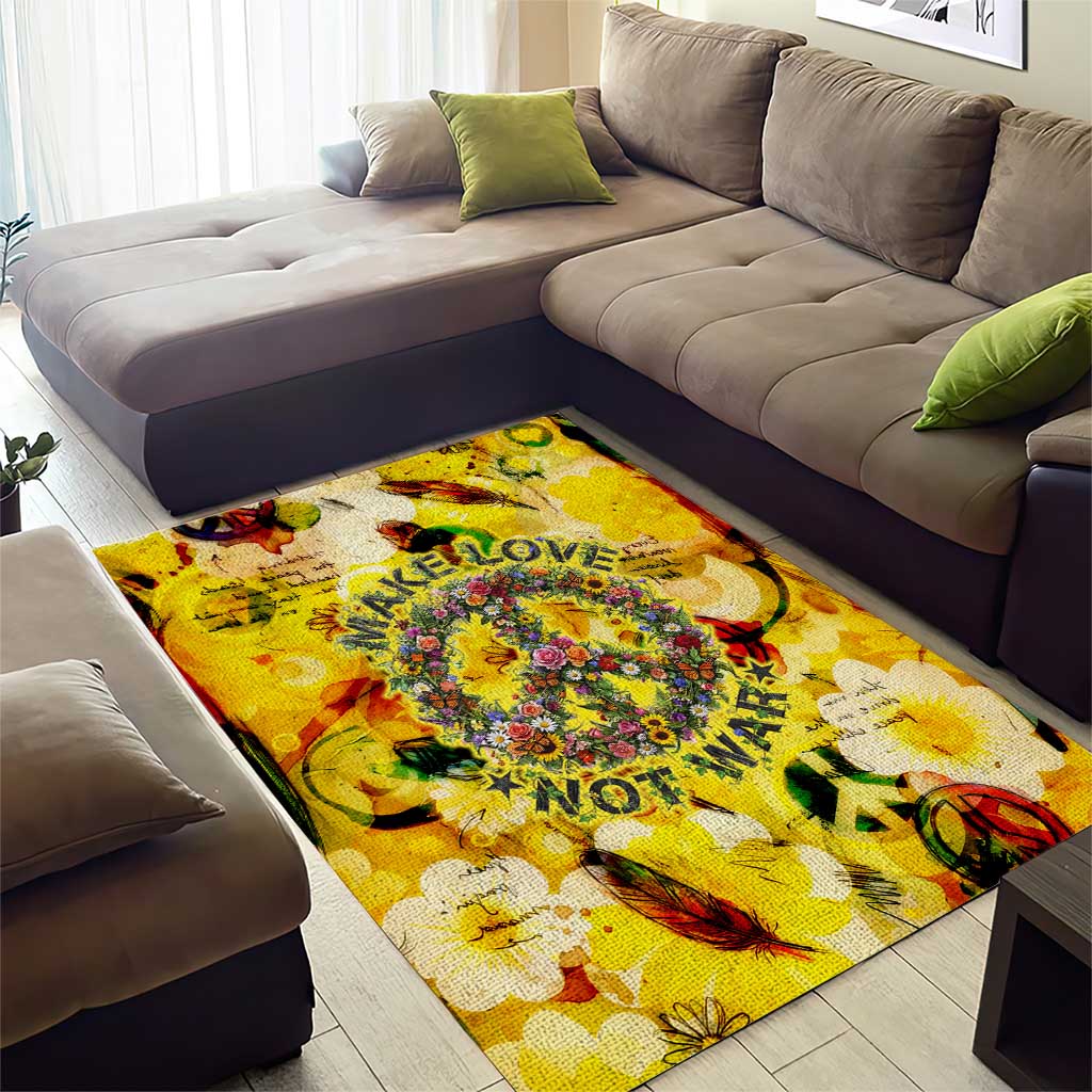 Make Love Not War Area Rug Hippie Flower Power Revolution