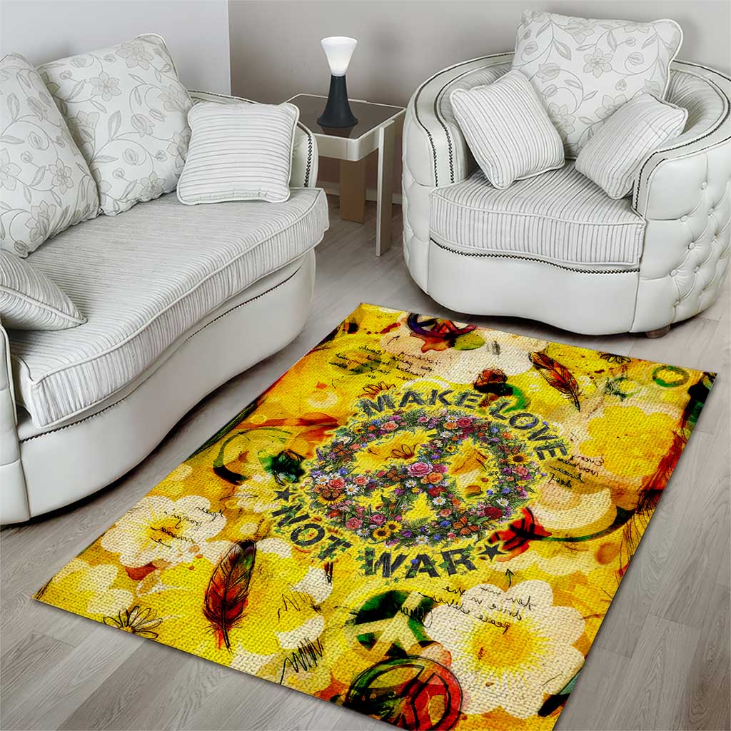 Make Love Not War Area Rug Hippie Flower Power Revolution