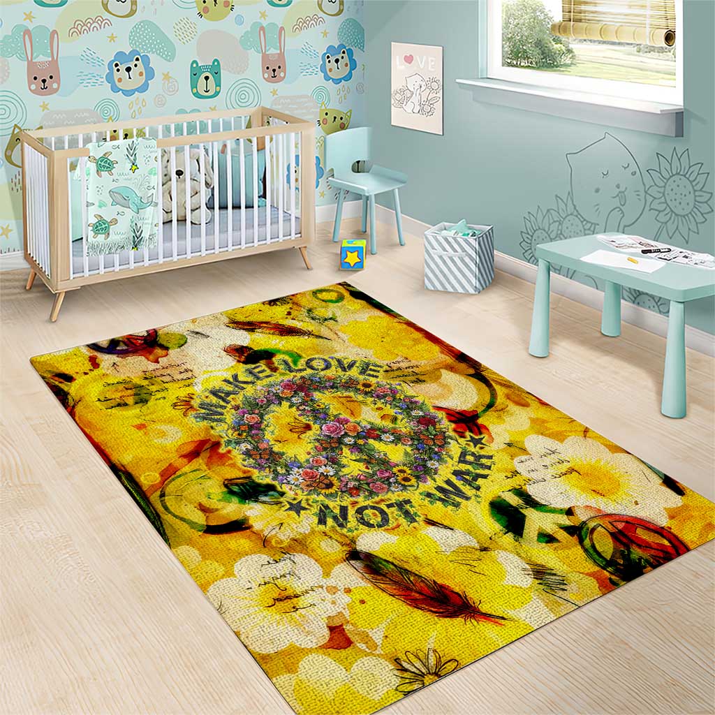 Make Love Not War Area Rug Hippie Flower Power Revolution