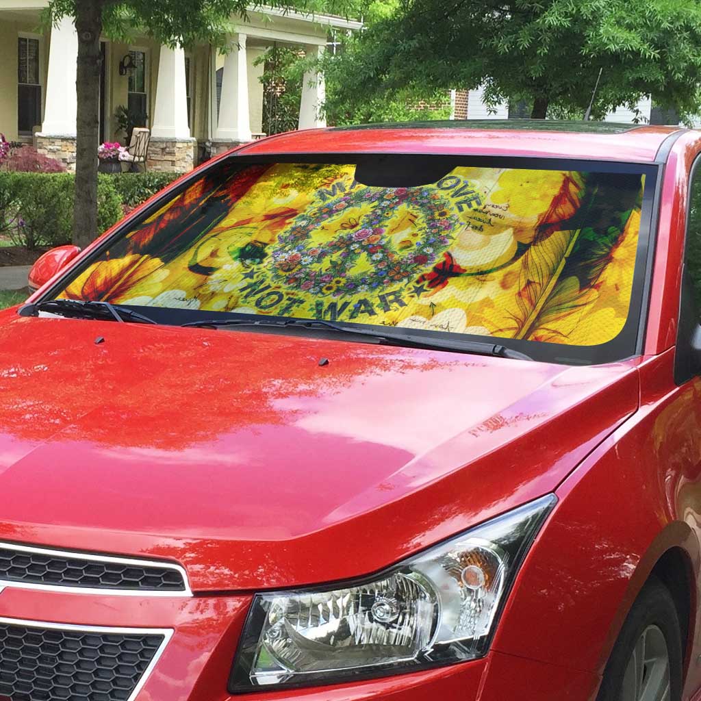 Make Love Not War Auto Sun Shade Hippie Flower Power Revolution