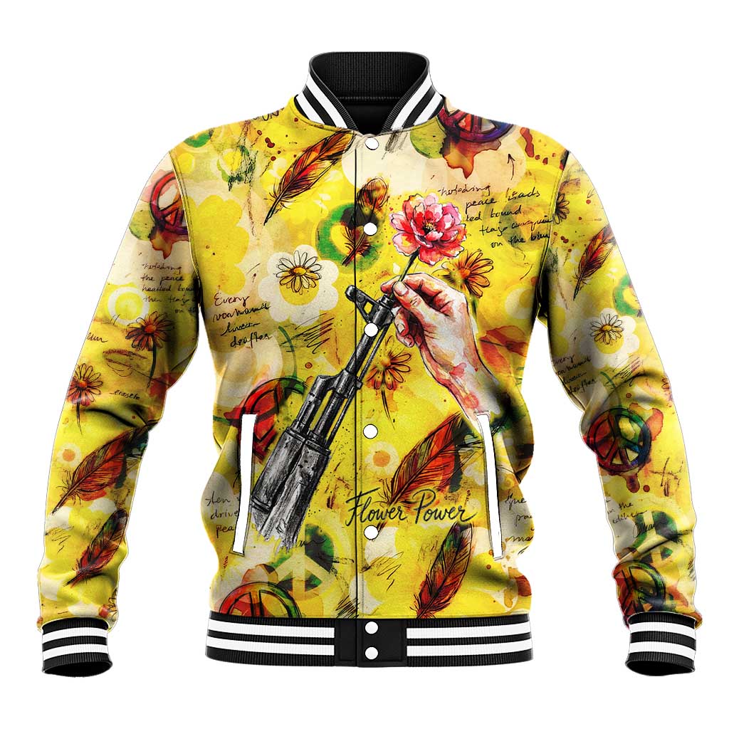 Make Love Not War Baseball Jacket Hippie Flower Power Revolution
