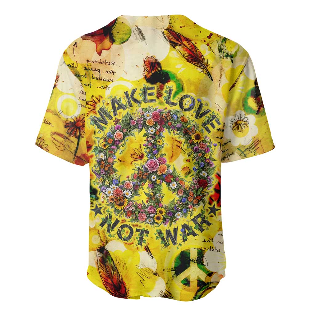 Make Love Not War Baseball Jersey Hippie Flower Power Revolution