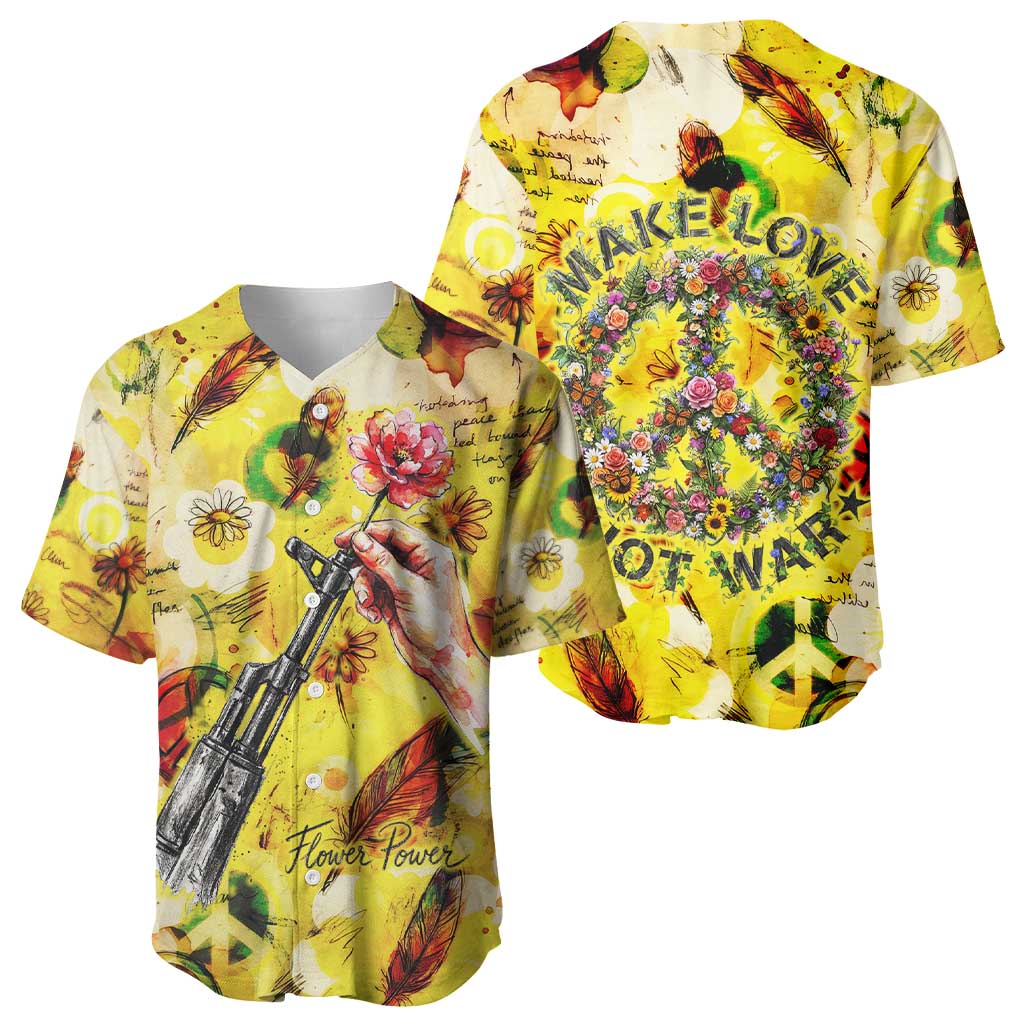 Make Love Not War Baseball Jersey Hippie Flower Power Revolution