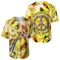 Make Love Not War Baseball Jersey Hippie Flower Power Revolution