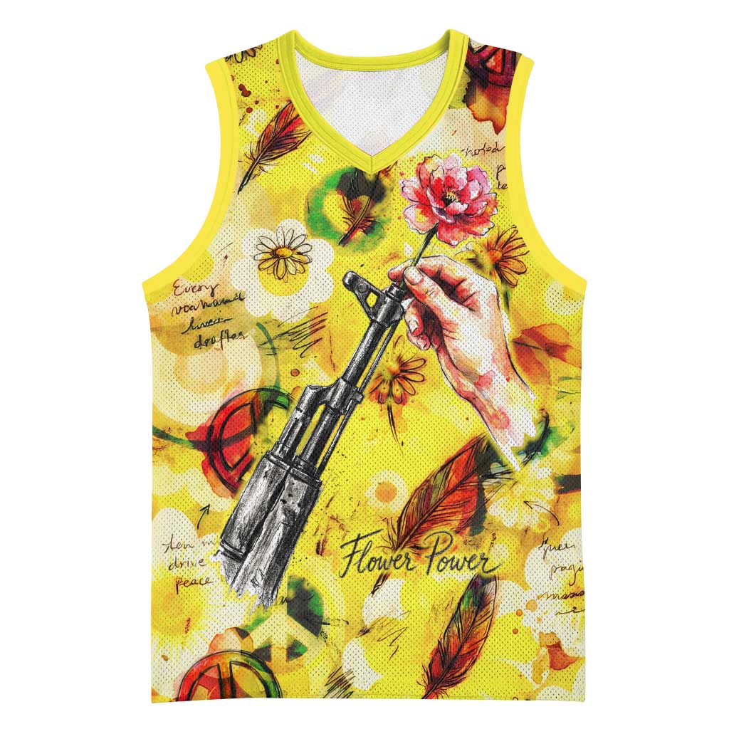 Make Love Not War Basketball Jersey Hippie Flower Power Revolution