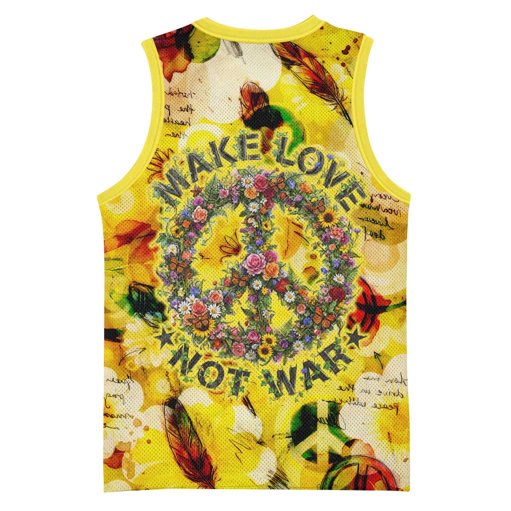 Make Love Not War Basketball Jersey Hippie Flower Power Revolution