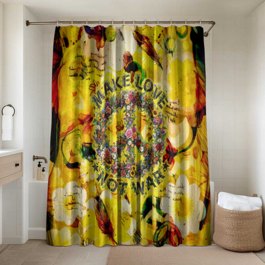 Make Love Not War Bathroom Set Hippie Flower Power Revolution