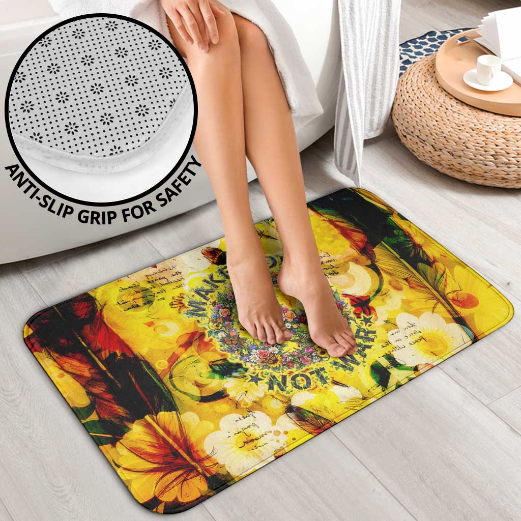 Make Love Not War Bathroom Set Hippie Flower Power Revolution