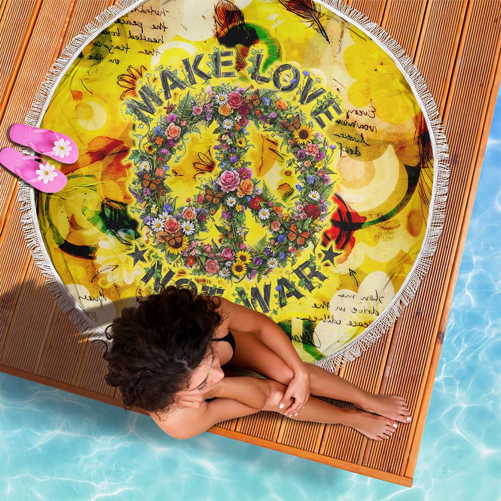 Make Love Not War Beach Blanket Hippie Flower Power Revolution