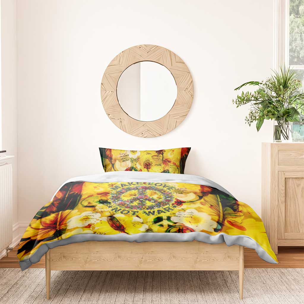 Make Love Not War Bedding Set Hippie Flower Power Revolution