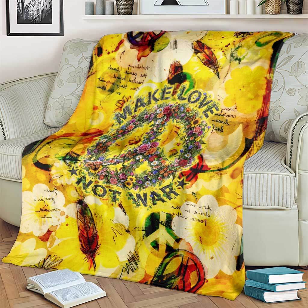 Make Love Not War Blanket Hippie Flower Power Revolution