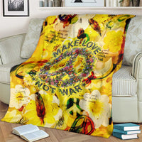 Make Love Not War Blanket Hippie Flower Power Revolution