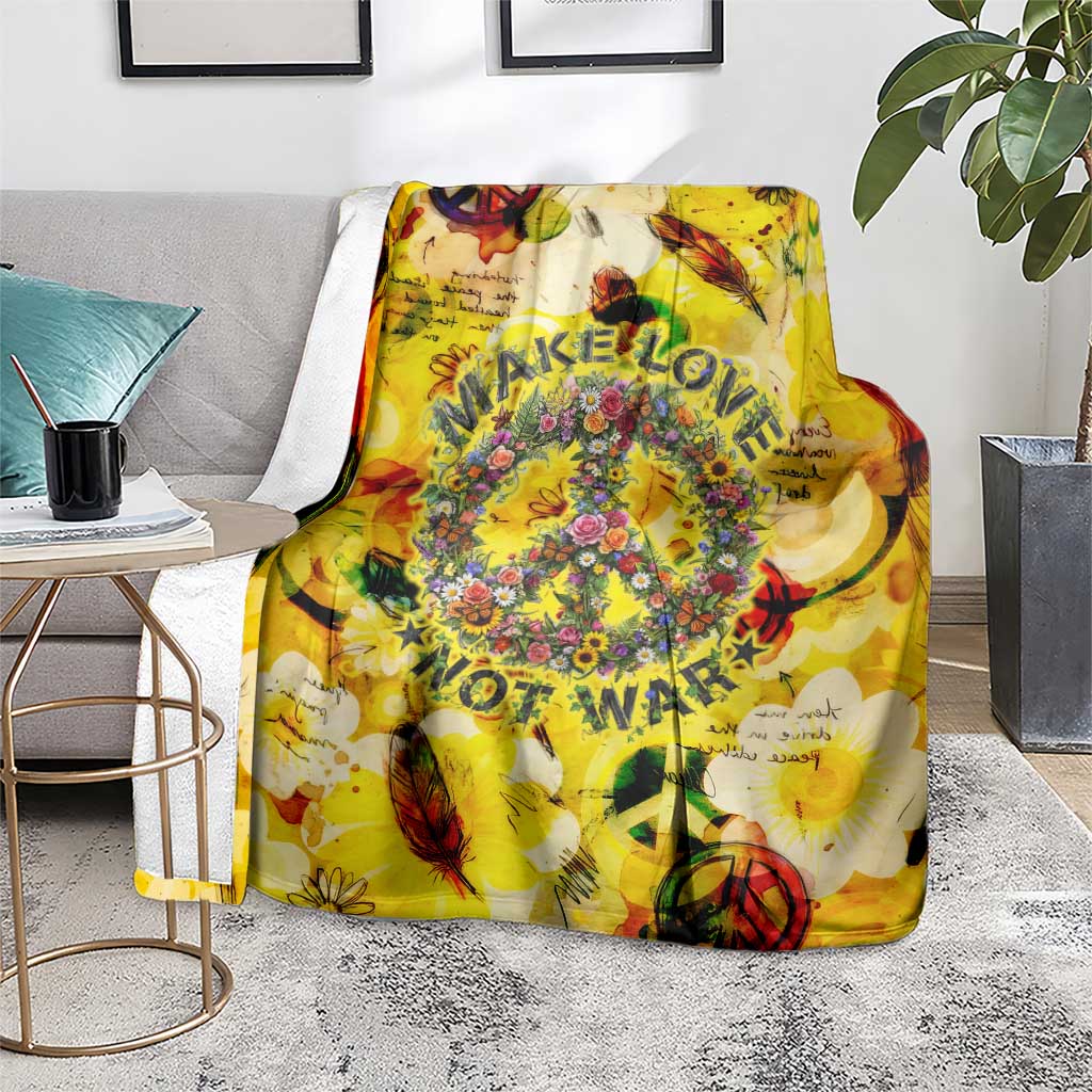 Make Love Not War Blanket Hippie Flower Power Revolution