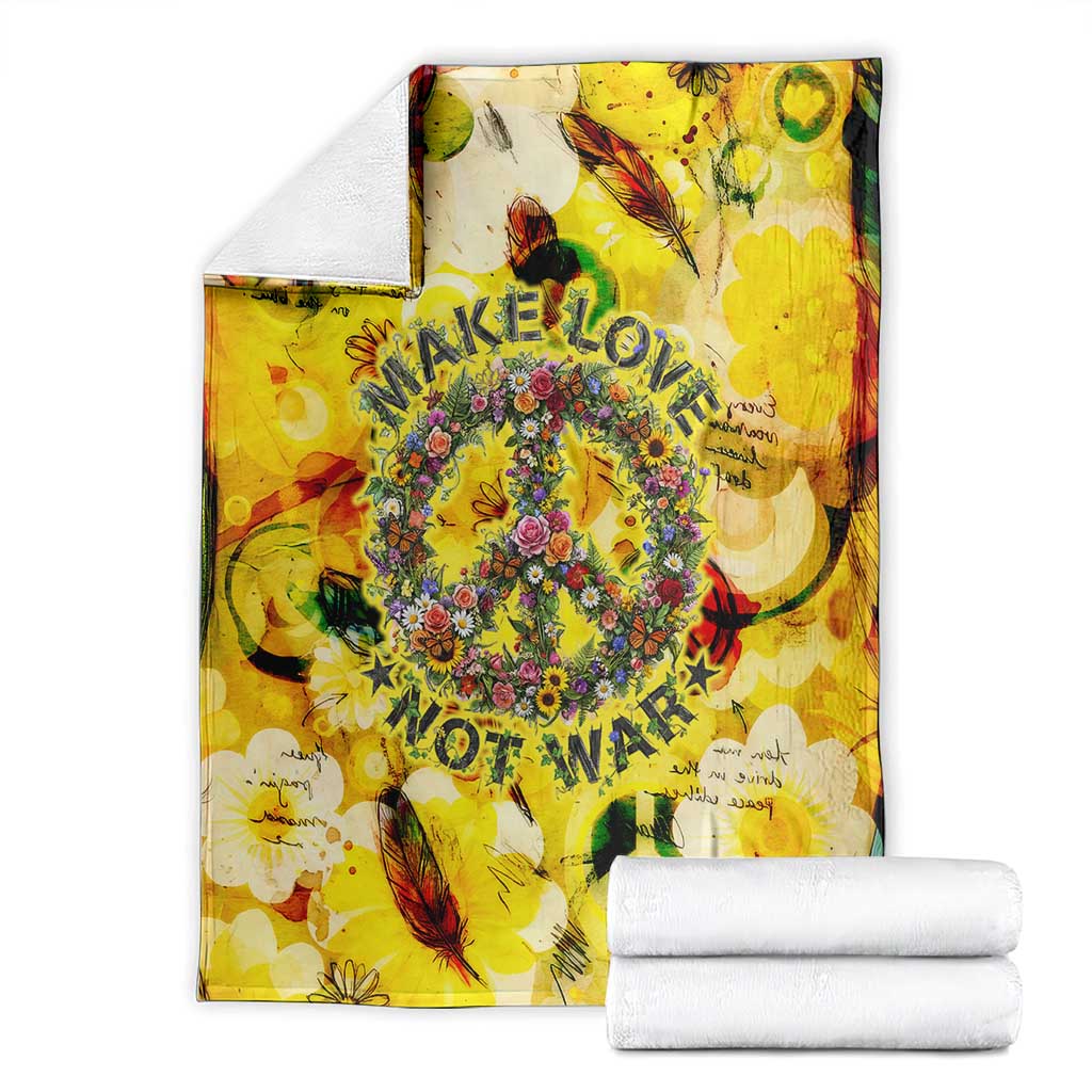 Make Love Not War Blanket Hippie Flower Power Revolution