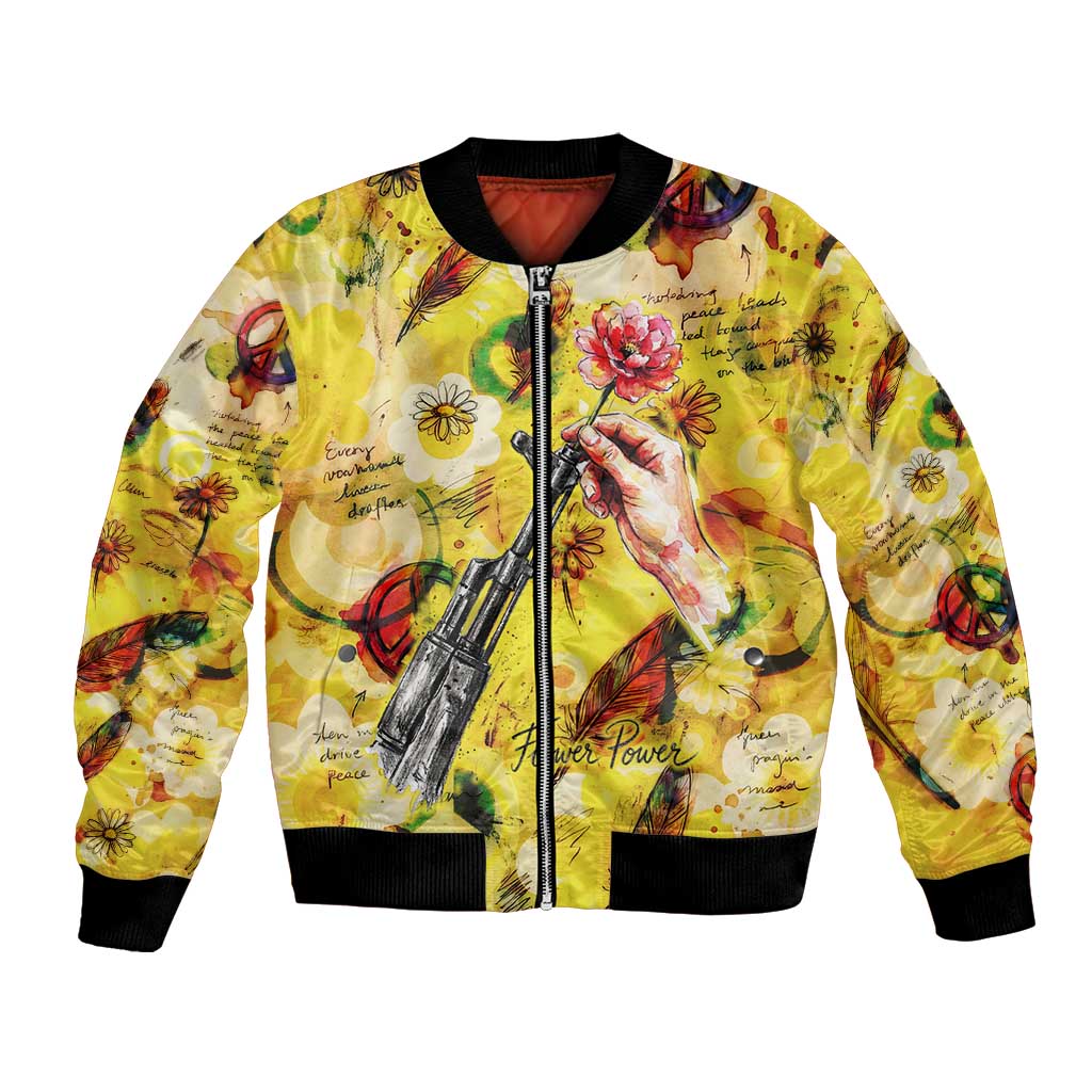 Make Love Not War Bomber Jacket Hippie Flower Power Revolution