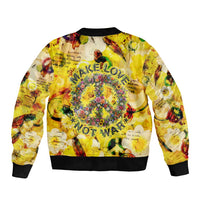 Make Love Not War Bomber Jacket Hippie Flower Power Revolution