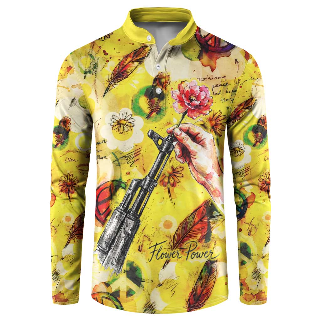 Make Love Not War Button Sweatshirt Hippie Flower Power Revolution